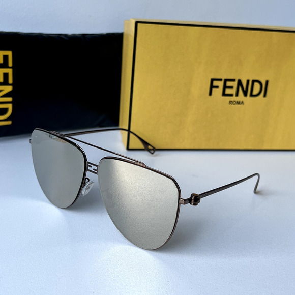 NEW Fendi FE40122U Baguette Bronze Mirror Aviator Sunglasses